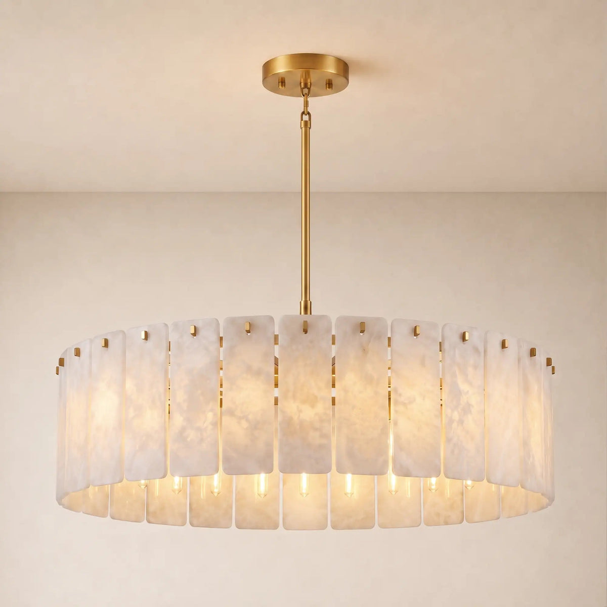 Lunara Alabaster Round Chandelier in the first Tianguang Light Real Projects record