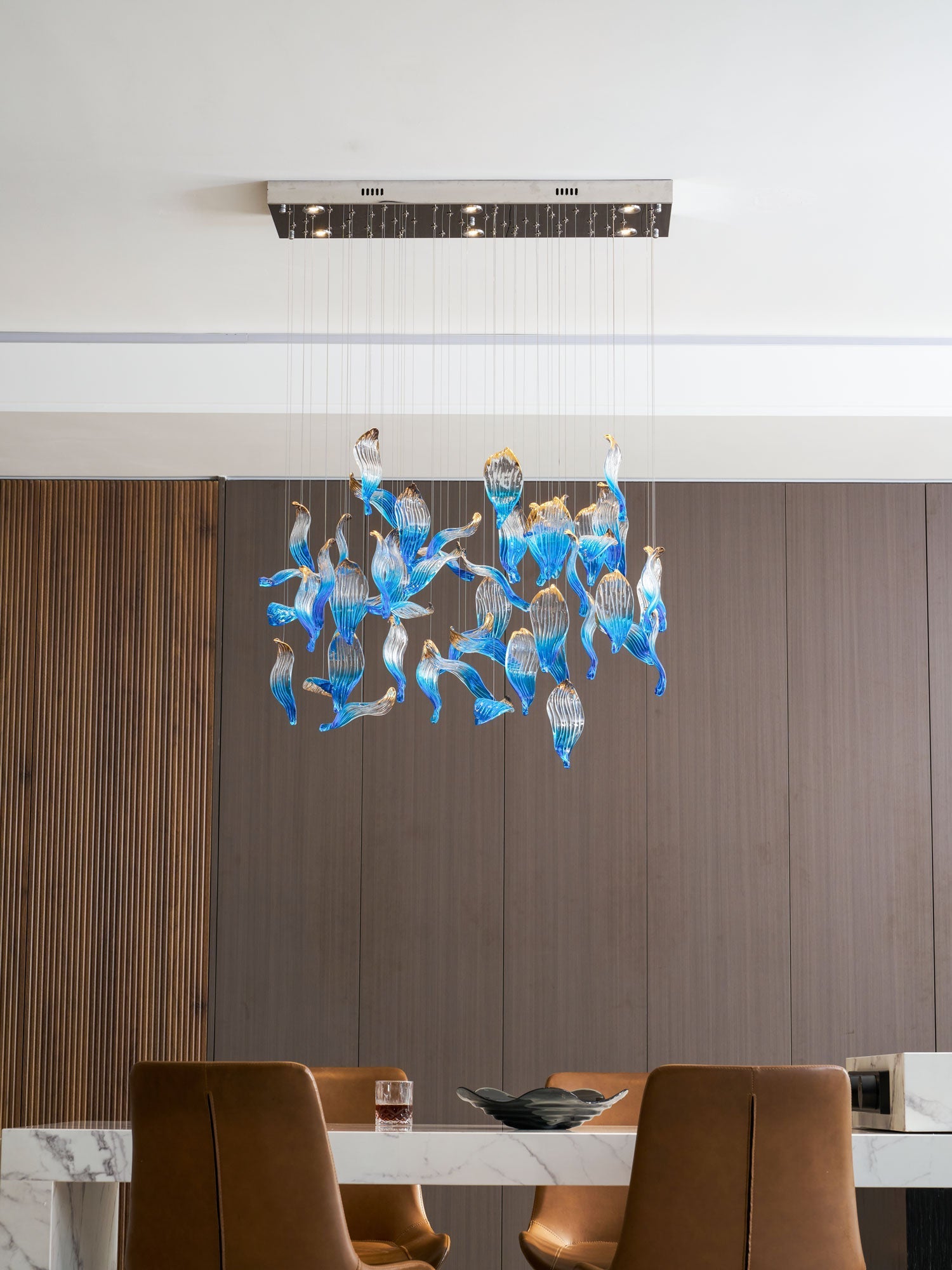 Ocean Drift Blown Glass Customizable Chandelier