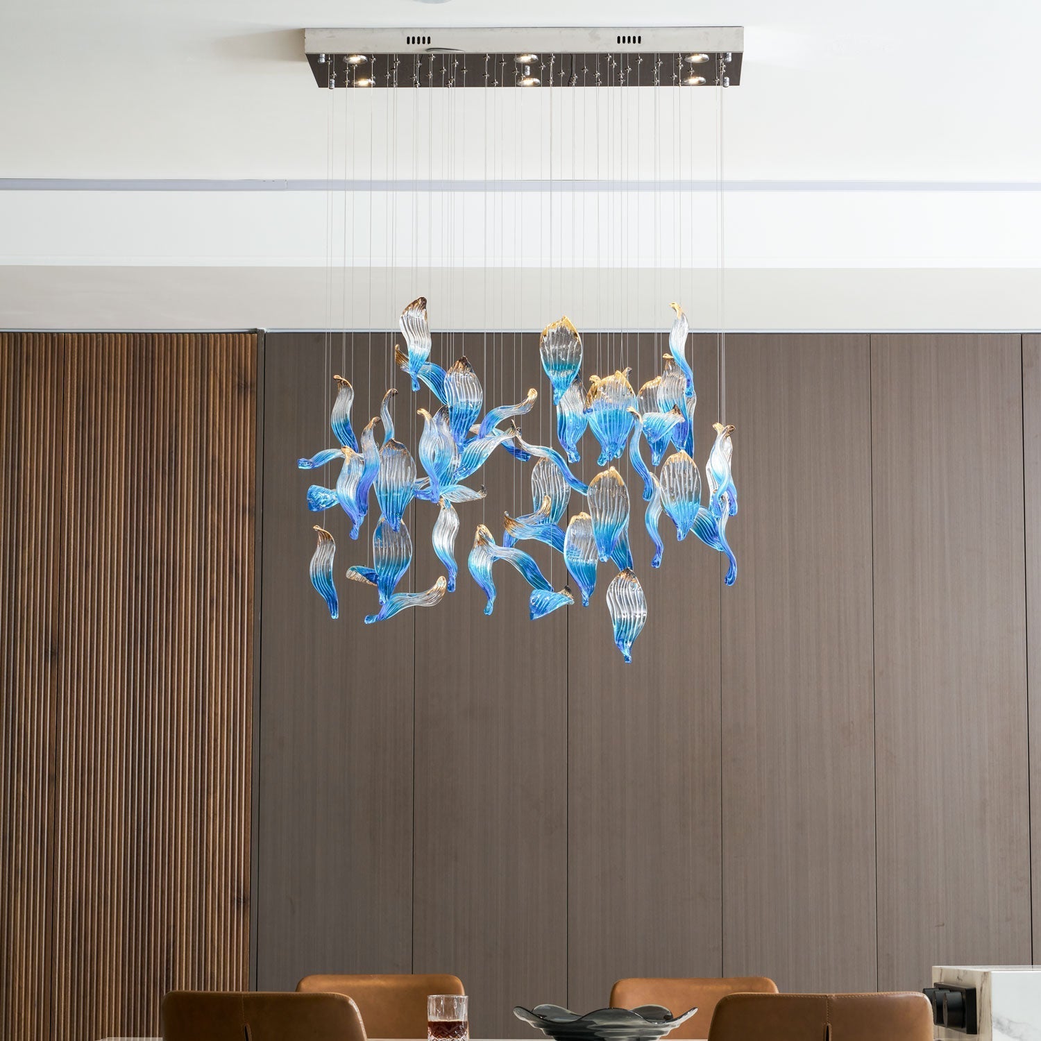 Ocean Drift Blown Glass Customizable Chandelier