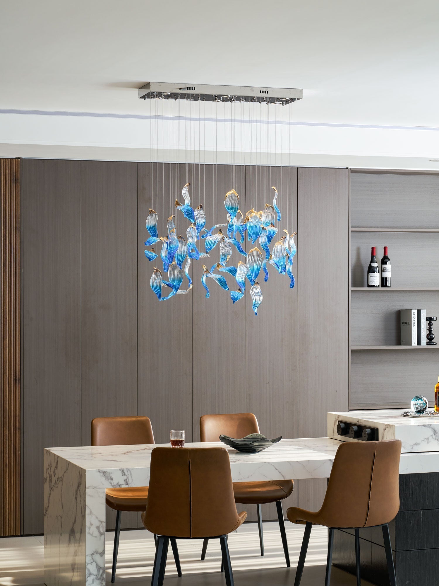 Ocean Drift Blown Glass Customizable Chandelier
