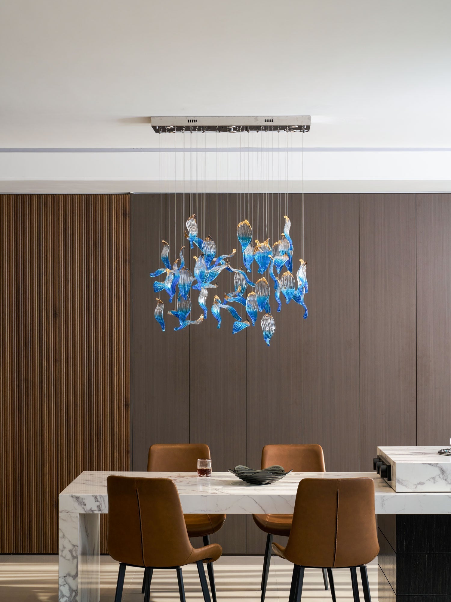 Ocean Drift Blown Glass Customizable Chandelier