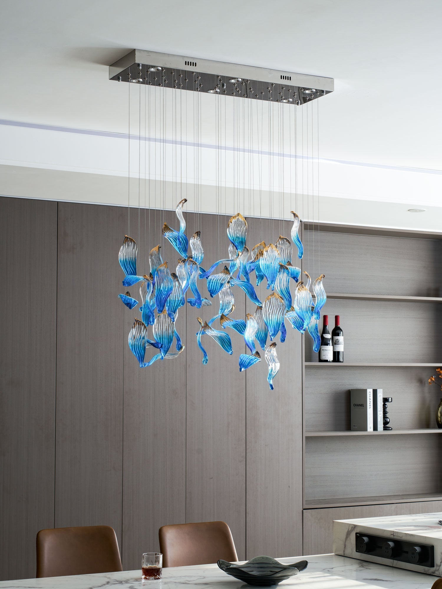 Ocean Drift Blown Glass Customizable Chandelier