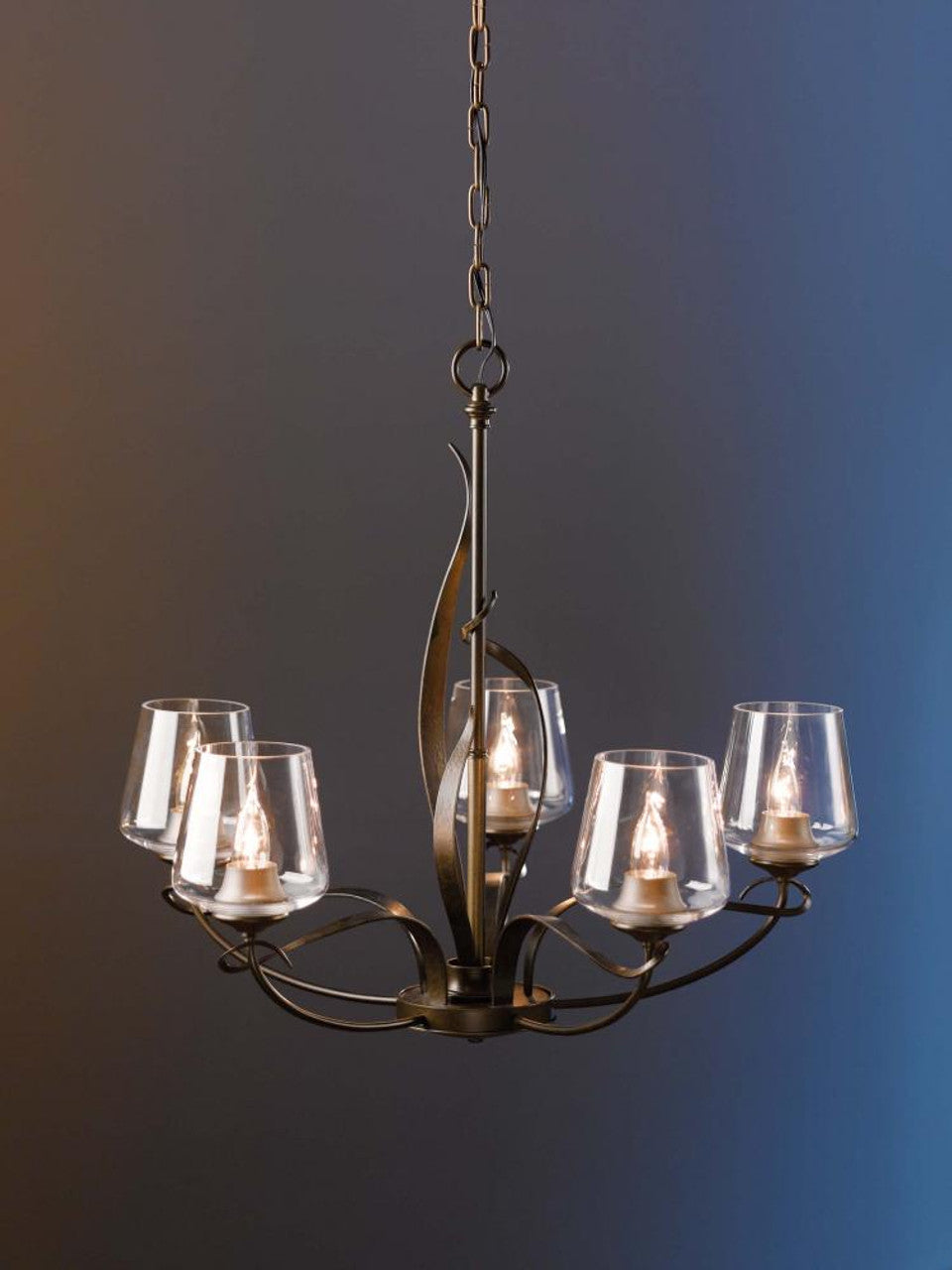 Flora Chandelier, 5-Light, Natural Iron, Clear Glass, 26.7"W (103040-SKT-20-ZM0236 LPVUR)