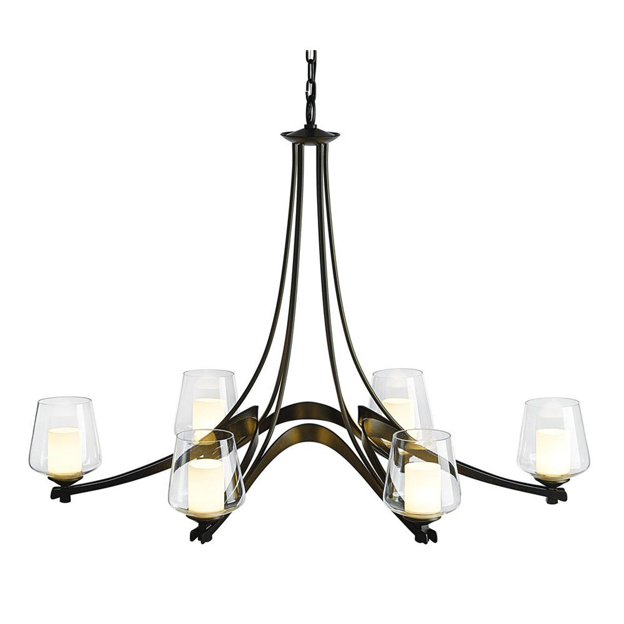 Ribbon Chandelier, 6-Lights, Sterling, Opal and Clear