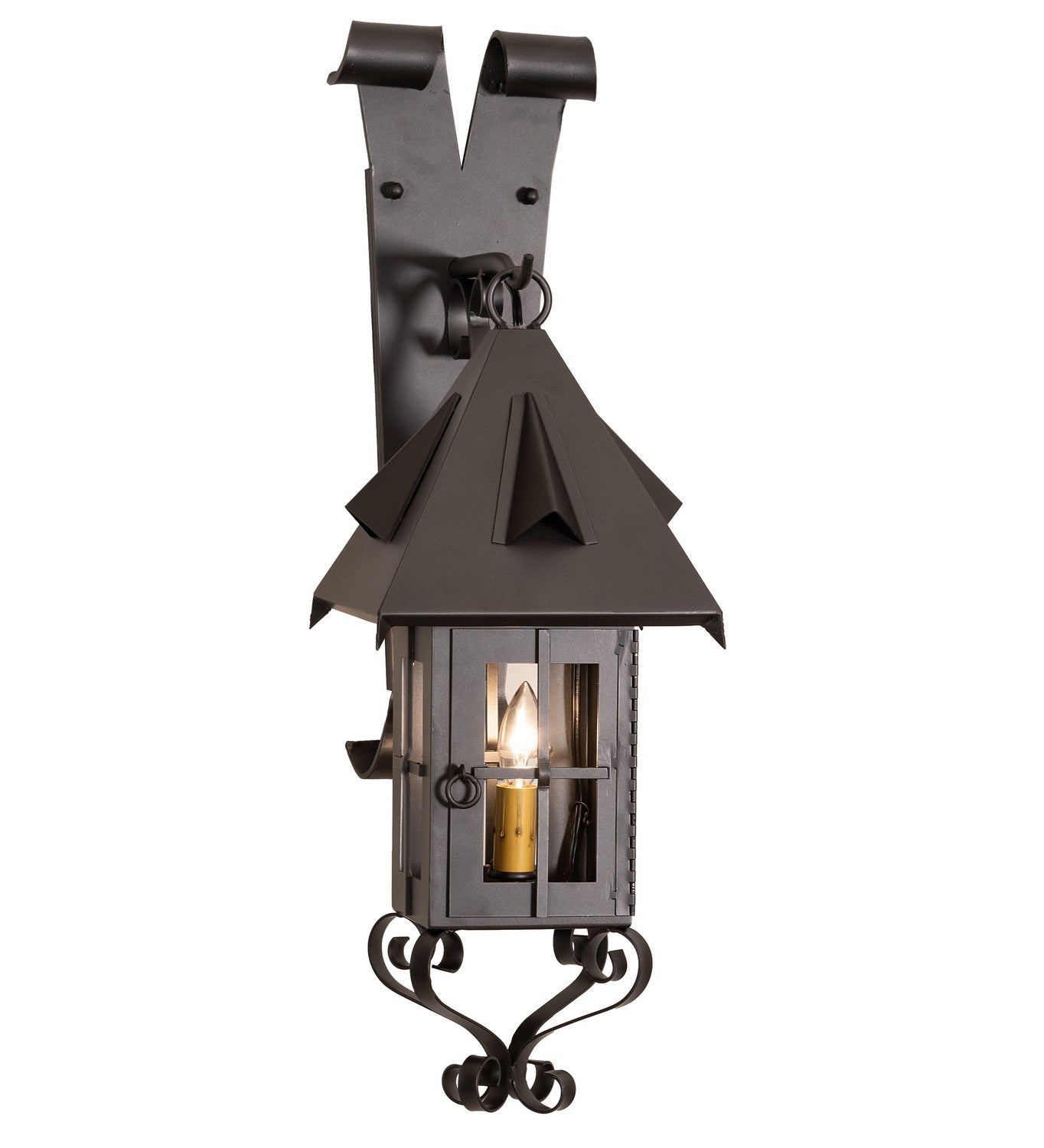 High Restored 1-Light 24.00" Wrought Iron Wall Sconce front view