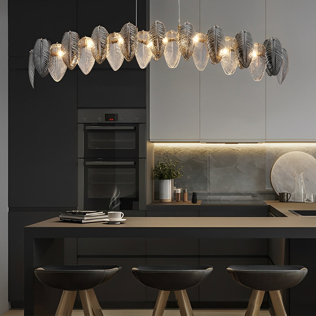 Romantic Feathers Glass Three Step Dimming Chandelier
