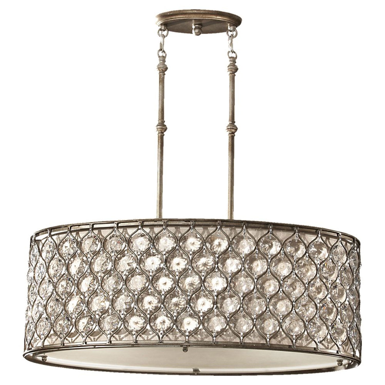 Burnished Silver Crystal Three-Light Pendant Light