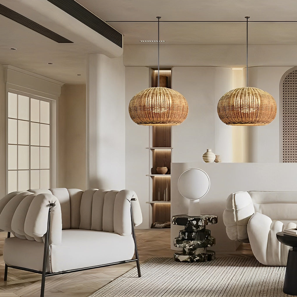 Lantern Shaped Waterproof Rattan Outdoor Chandelier