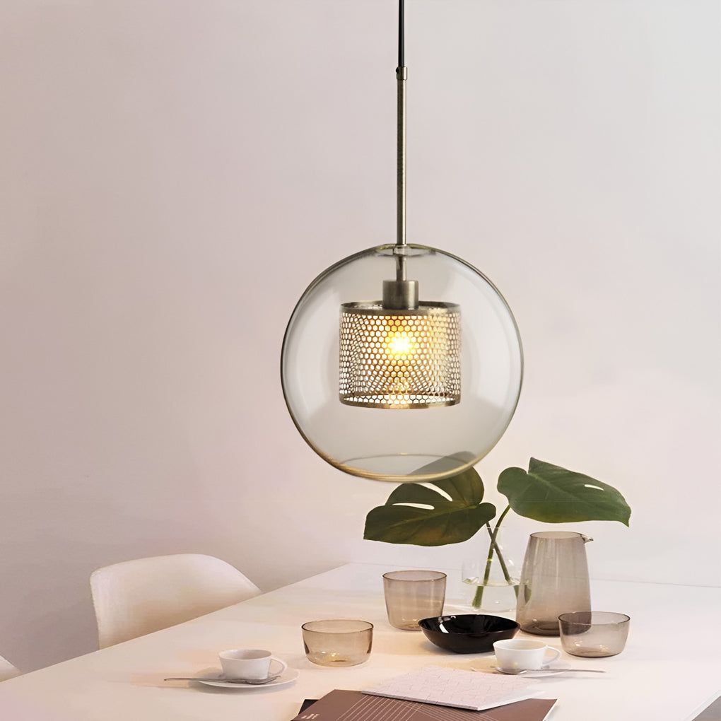 Minimalist Round Glass LED Industrial Light Chandelier
