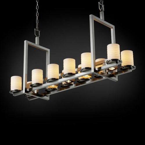 12-Up and Five-Downlight Brushed Nickel Chandelier
