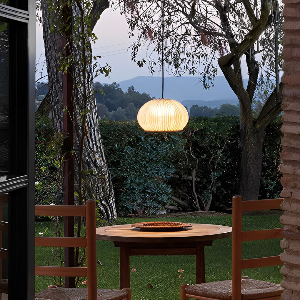 Lantern Shaped Waterproof Rattan Outdoor Chandelier