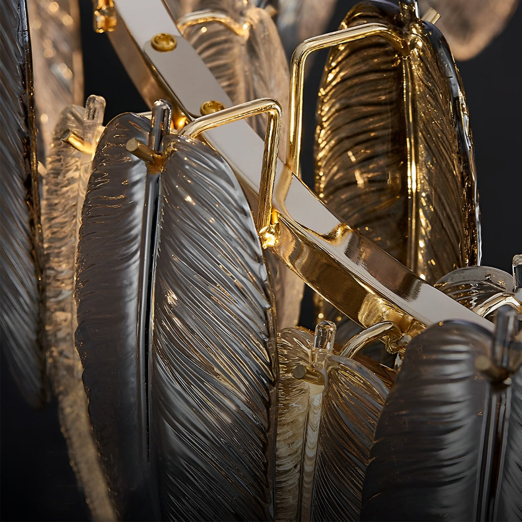 Romantic Feathers Glass Three Step Dimming Chandelier
