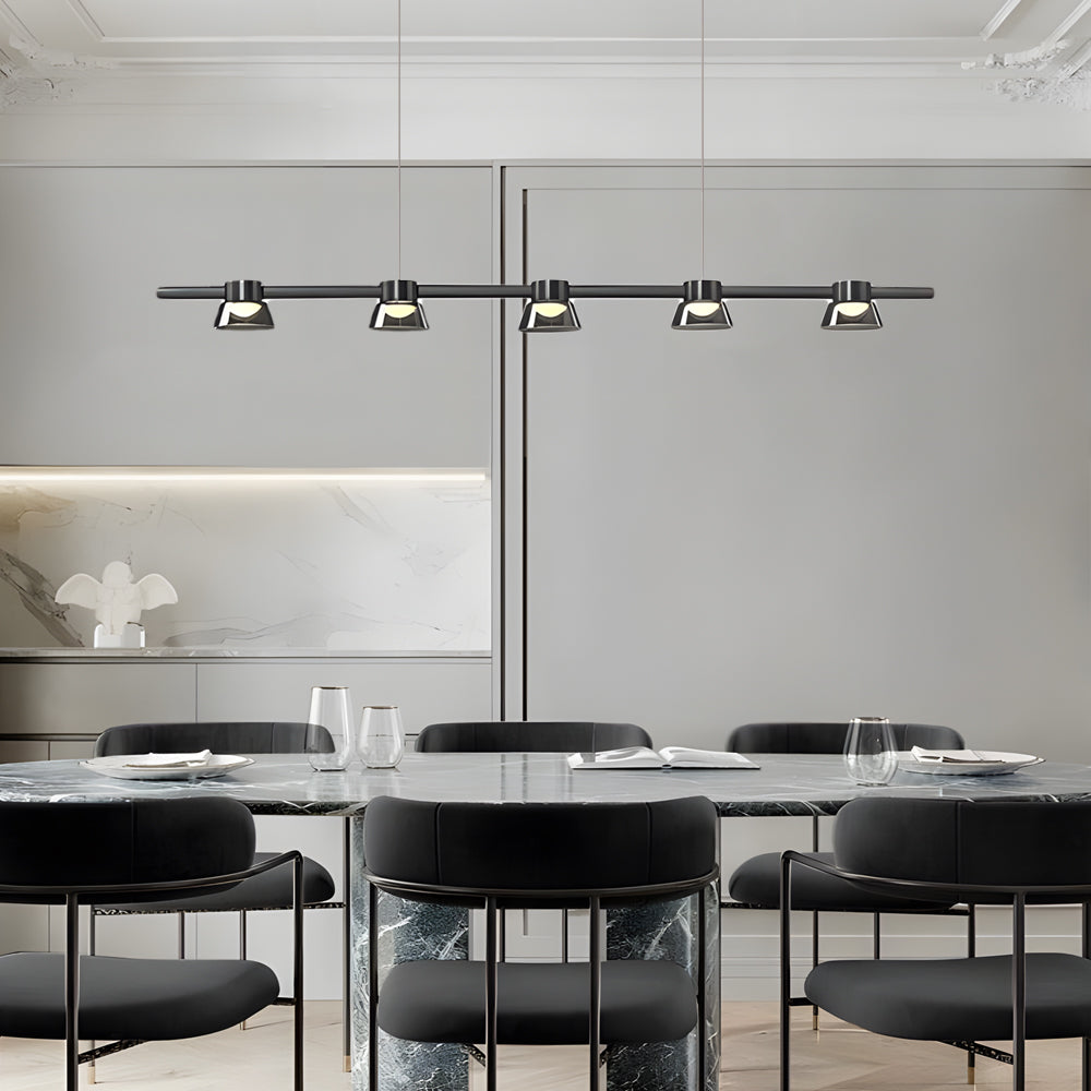 Ring LED with Smoke Gray Glass Chandelier