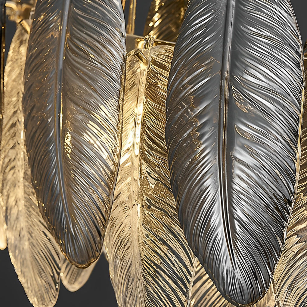 Romantic Feathers Glass Three Step Dimming Chandelier