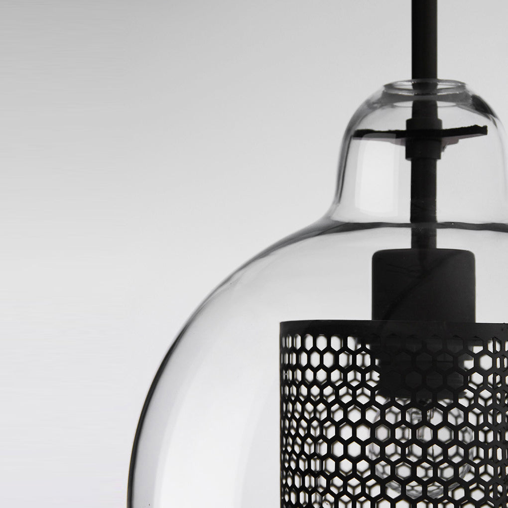 Minimalist Round Glass LED Industrial Light Chandelier