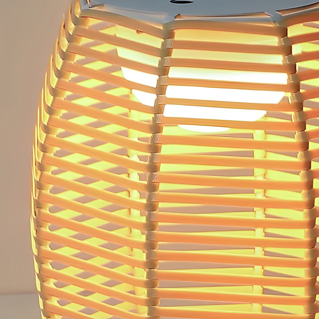 Portable Rattan Lantern Waterproof LED Solar Floor Lamp