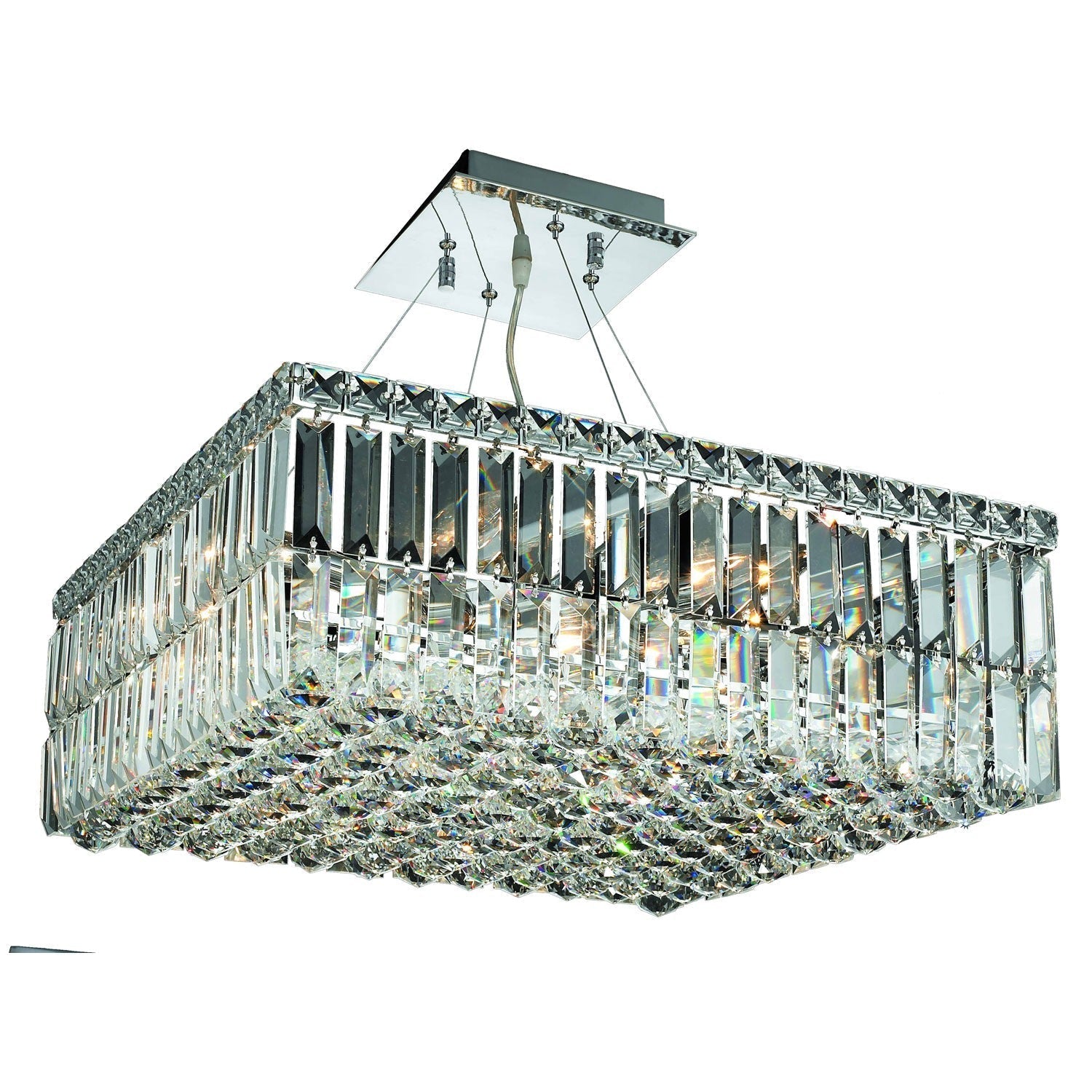 Chrome Twelve-Light 20-Inch Pendant with Royal Cut