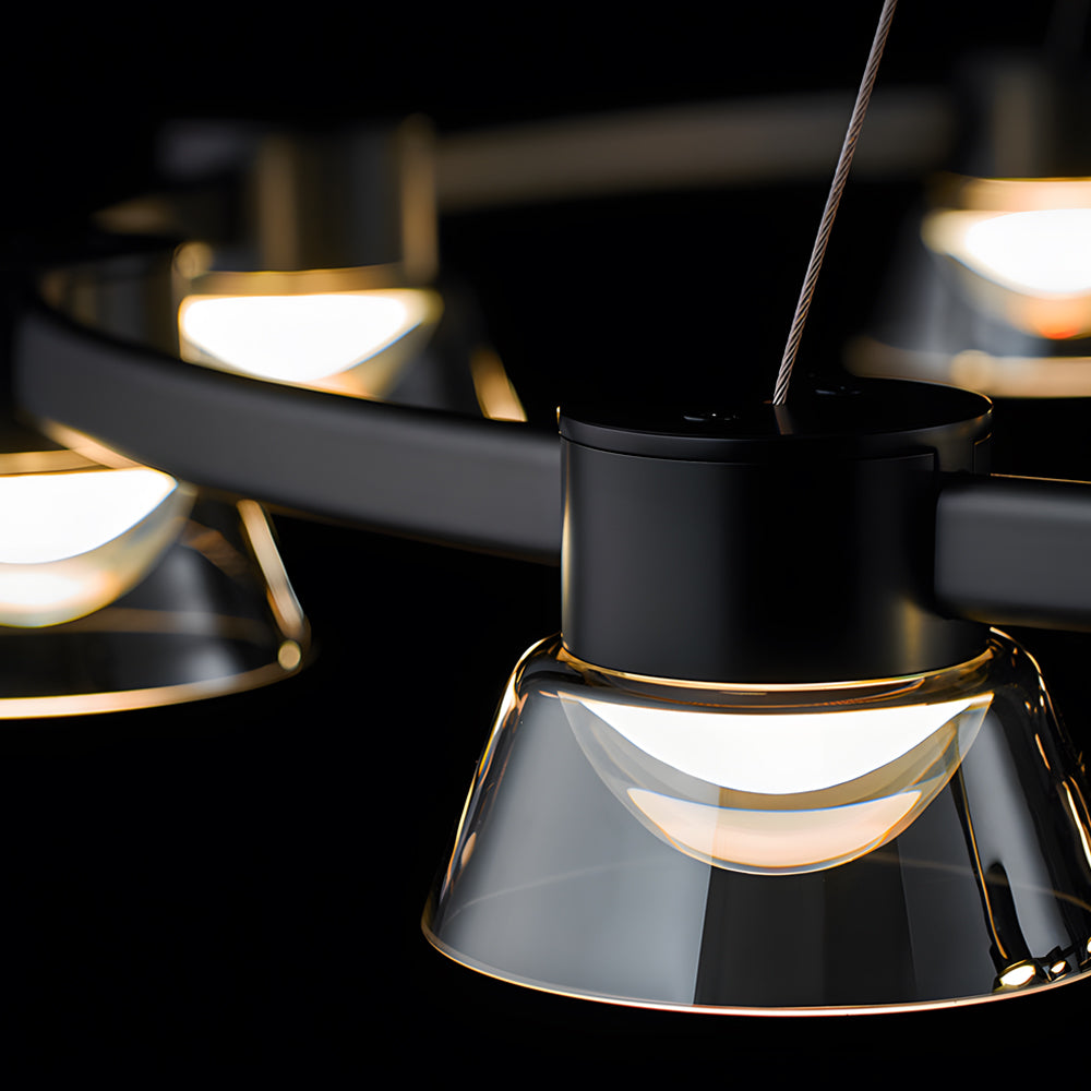 Ring LED with Smoke Gray Glass Chandelier