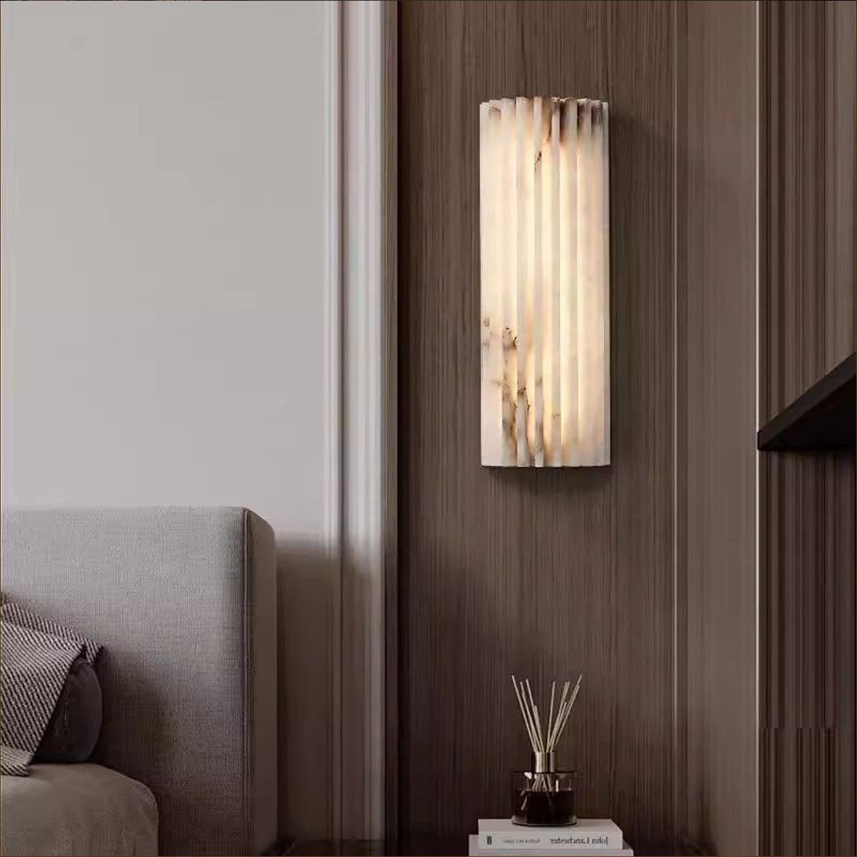 Alvia Alabaster Wall Light, Hardwired Wall Sconce, detail 12