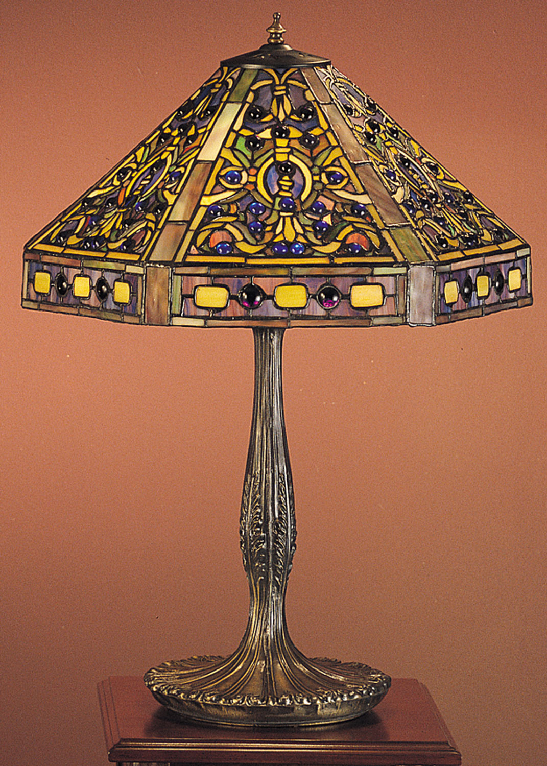 Elizabethan 26 Inch 3-Light 26.00" Antique Copper Table Lamp front view