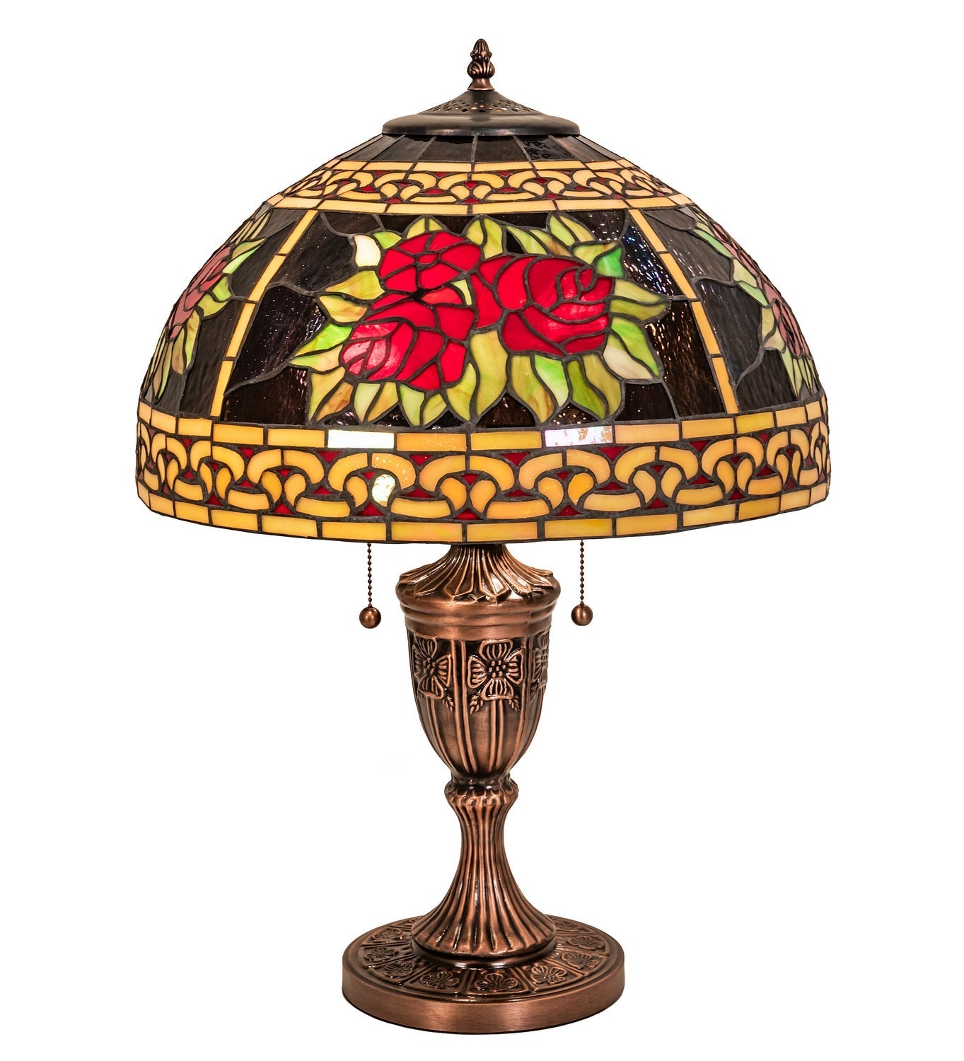 Roses And Scrolls 25 Inch 2-Light 25.00" Copper Table Lamp front view