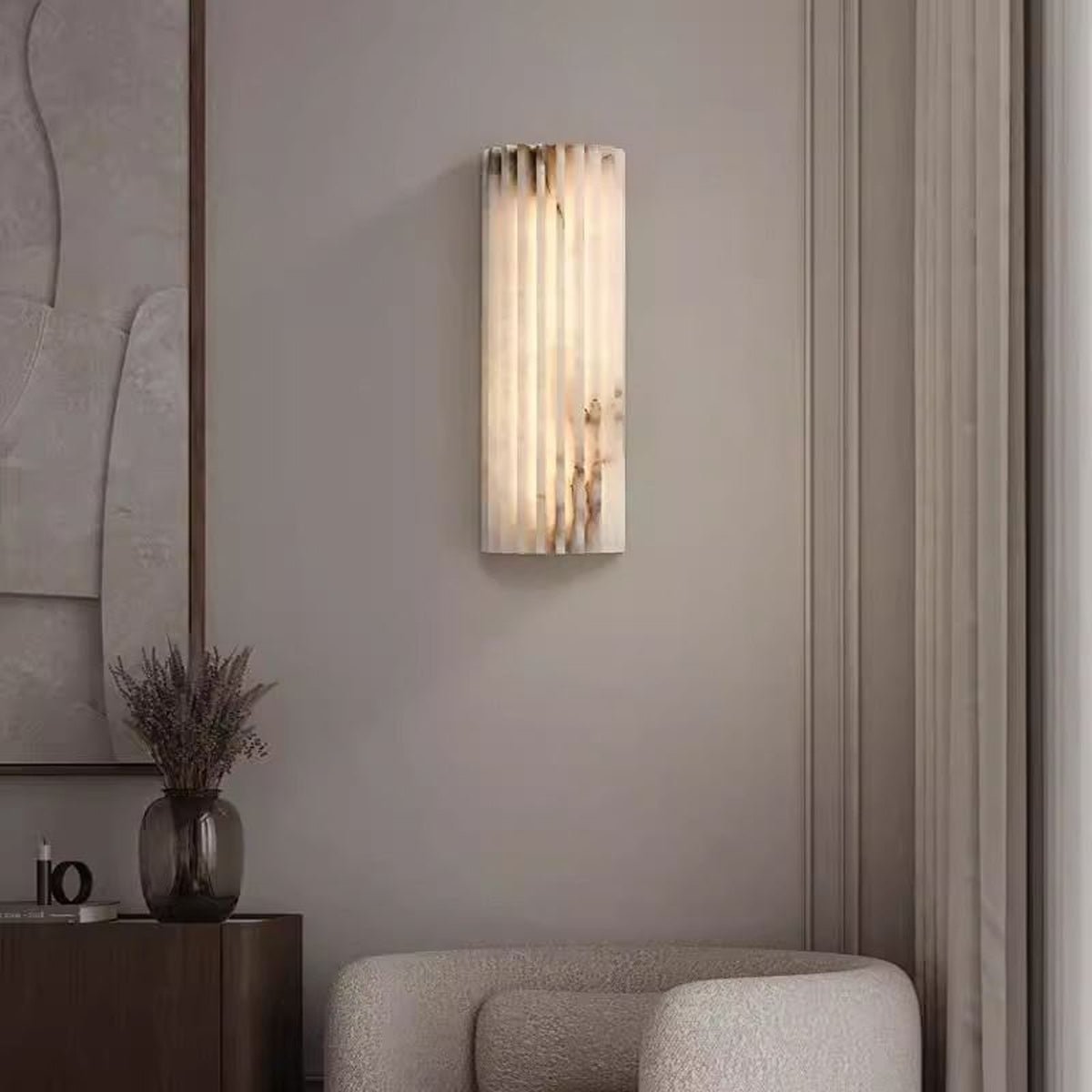 Alvia Alabaster Wall Light, Hardwired Wall Sconce, detail 3