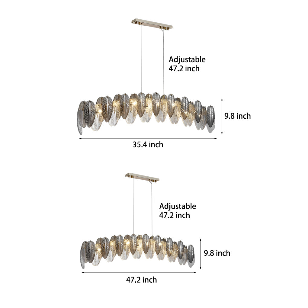 Romantic Feathers Glass Three Step Dimming Chandelier
