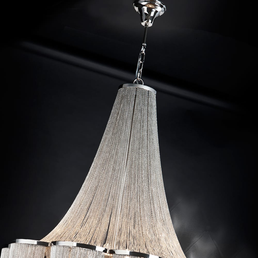 Fifteen-Light Silver Chain Empire Chandelier