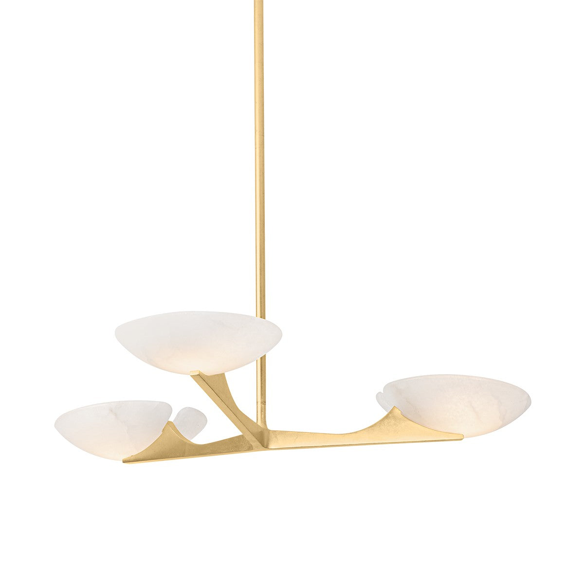 Malachite Three Light Chandelier Vintage Gold Leaf