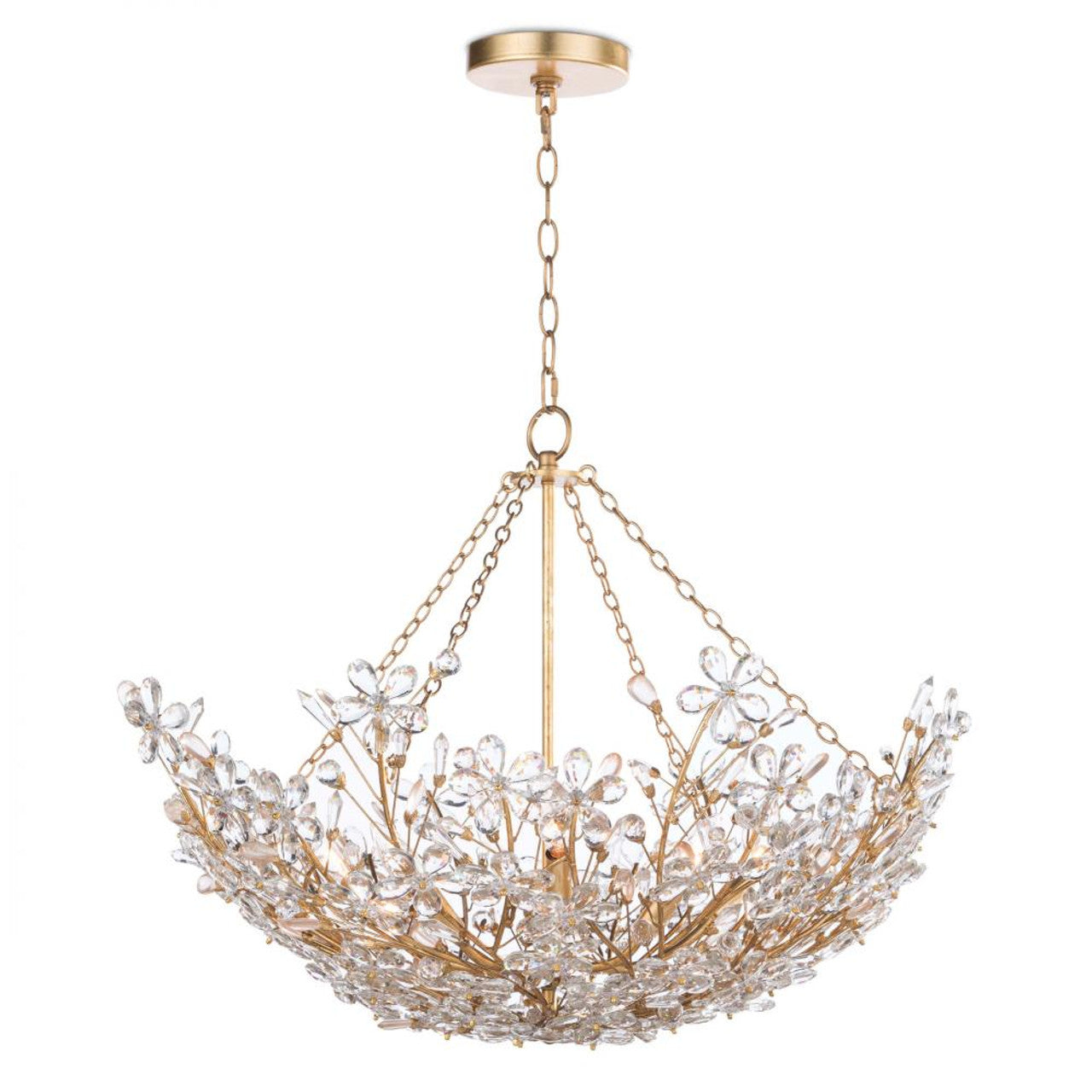 Cheshire Basin Chandelier, 6-Light, Gold Leaf