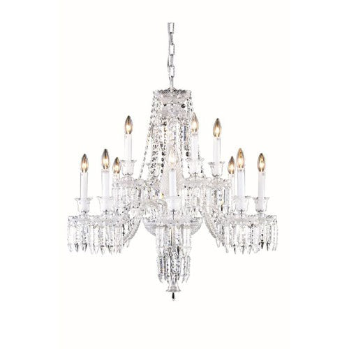 Majestic Elegant Cut Crystal Chrome 12-Light Chandelier