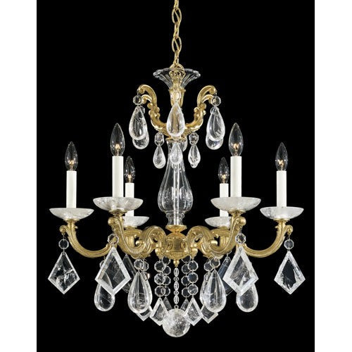 La Scala Heirloom Gold Six-Light Clear Rock Chandelier