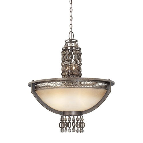 Ajourer French Bronze with Jeweled Pendant Light