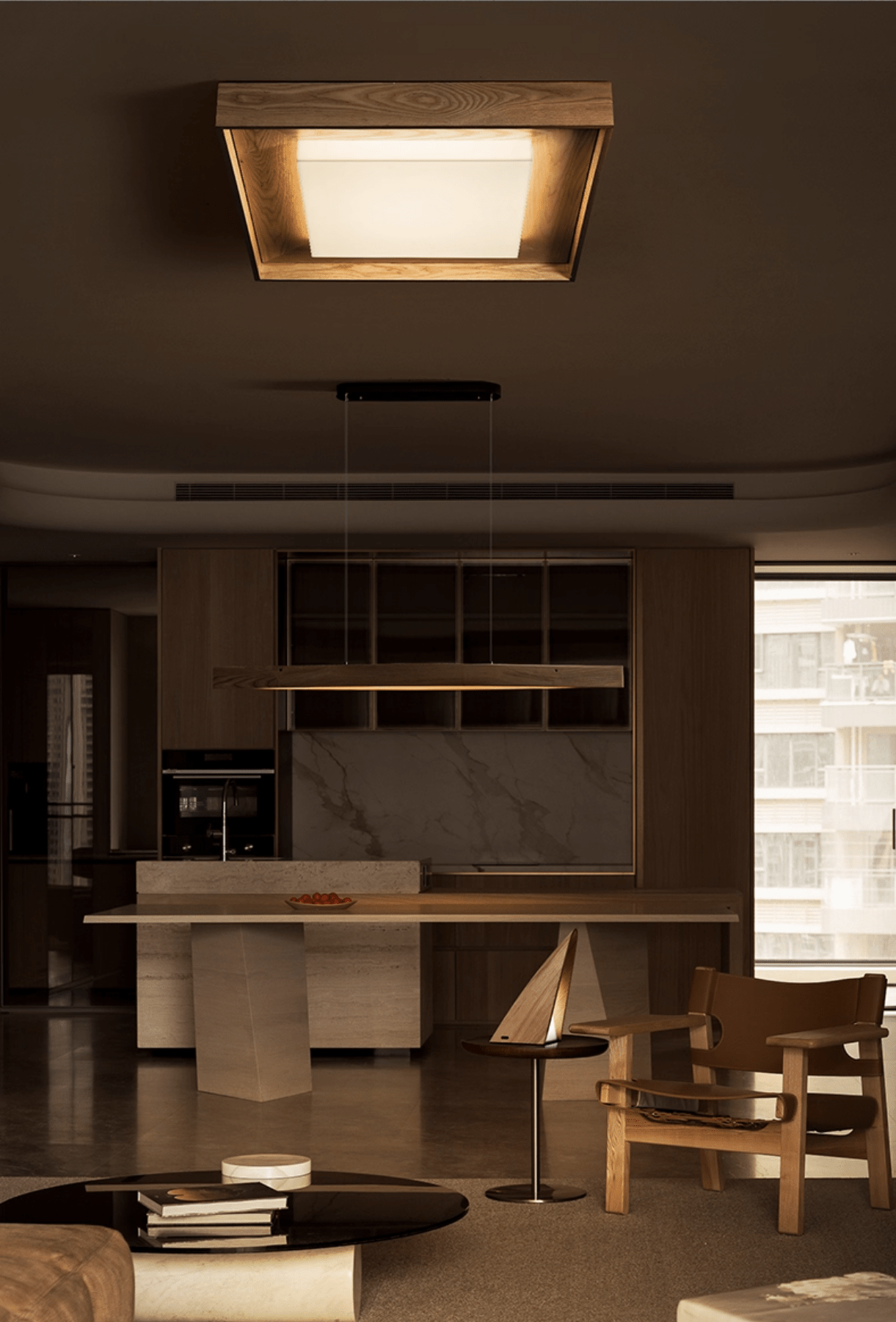 Kurin Wood Frame Ceiling Light detail view 25