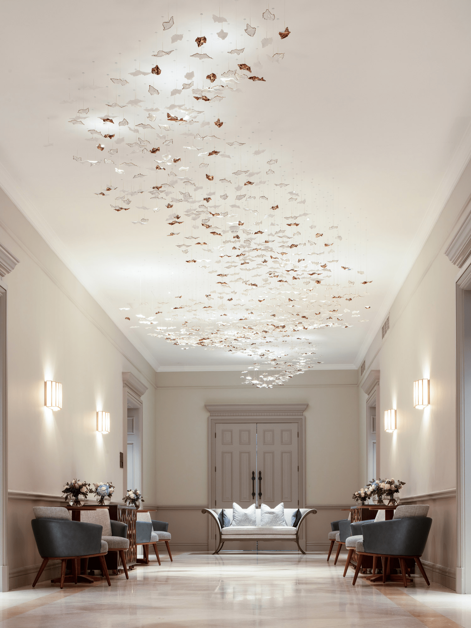 Leaf Twisted Sculptural Customizable Chandelier