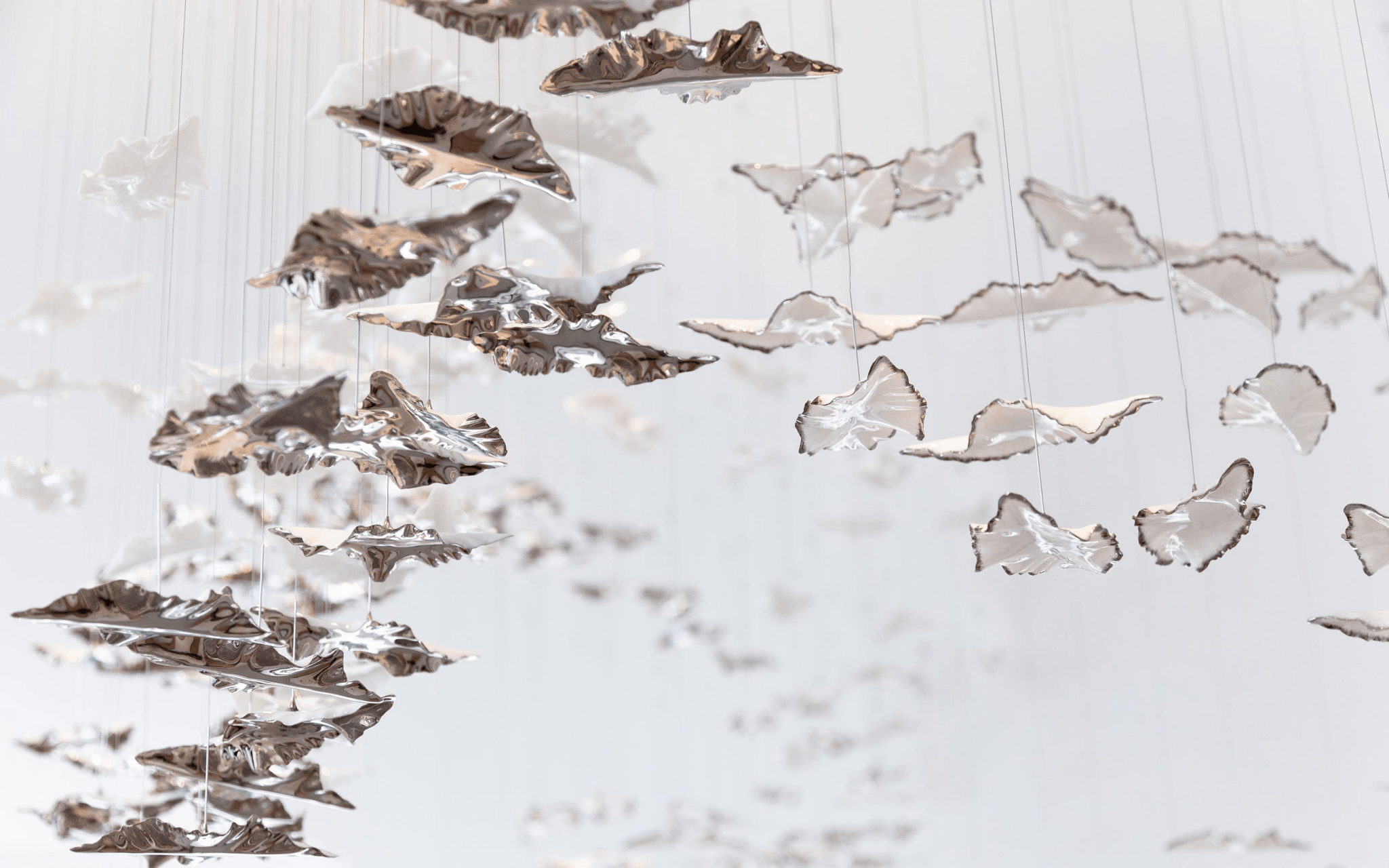 Leaf Twisted Sculptural Customizable Chandelier