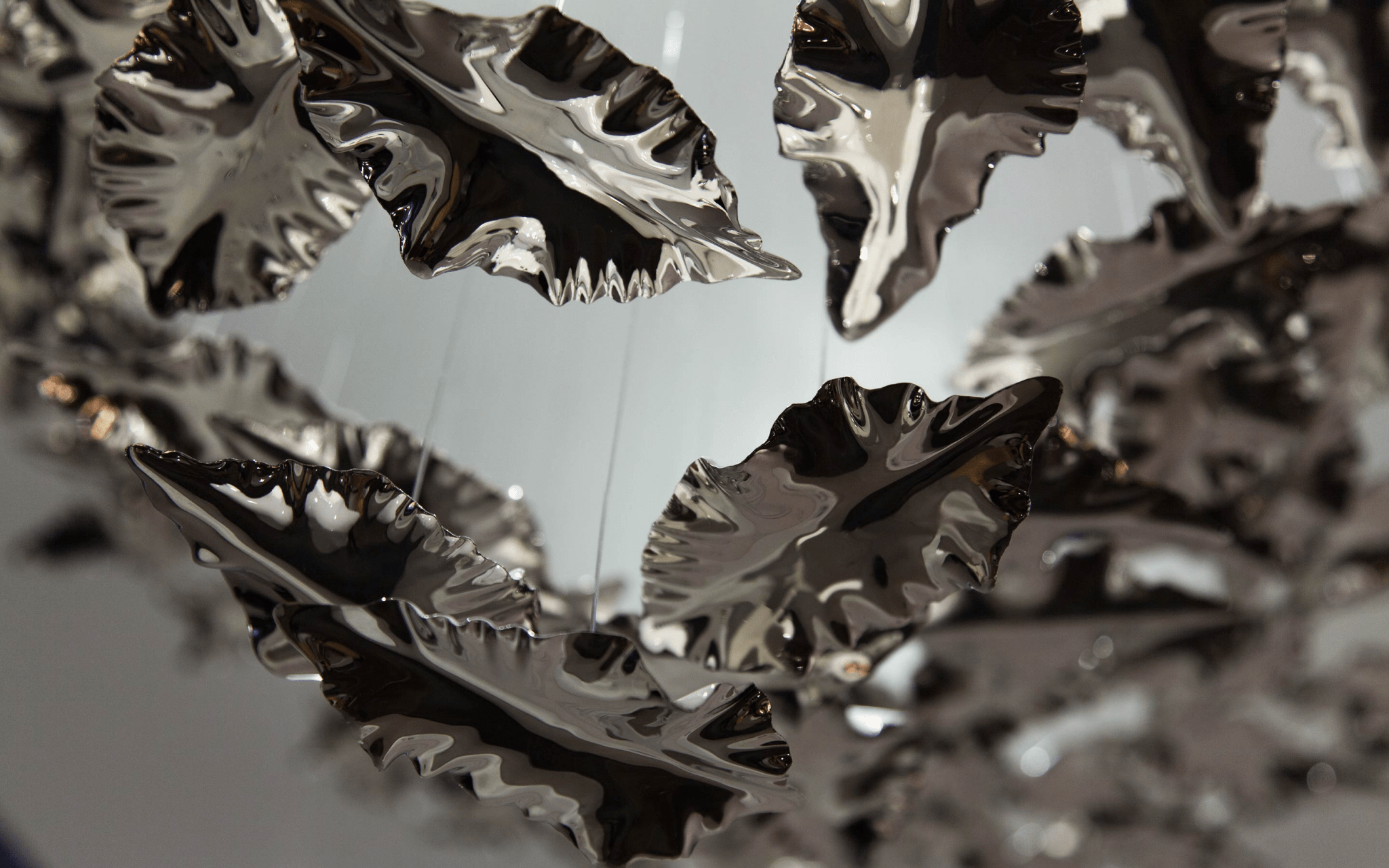 Leaf Twisted Sculptural Customizable Chandelier