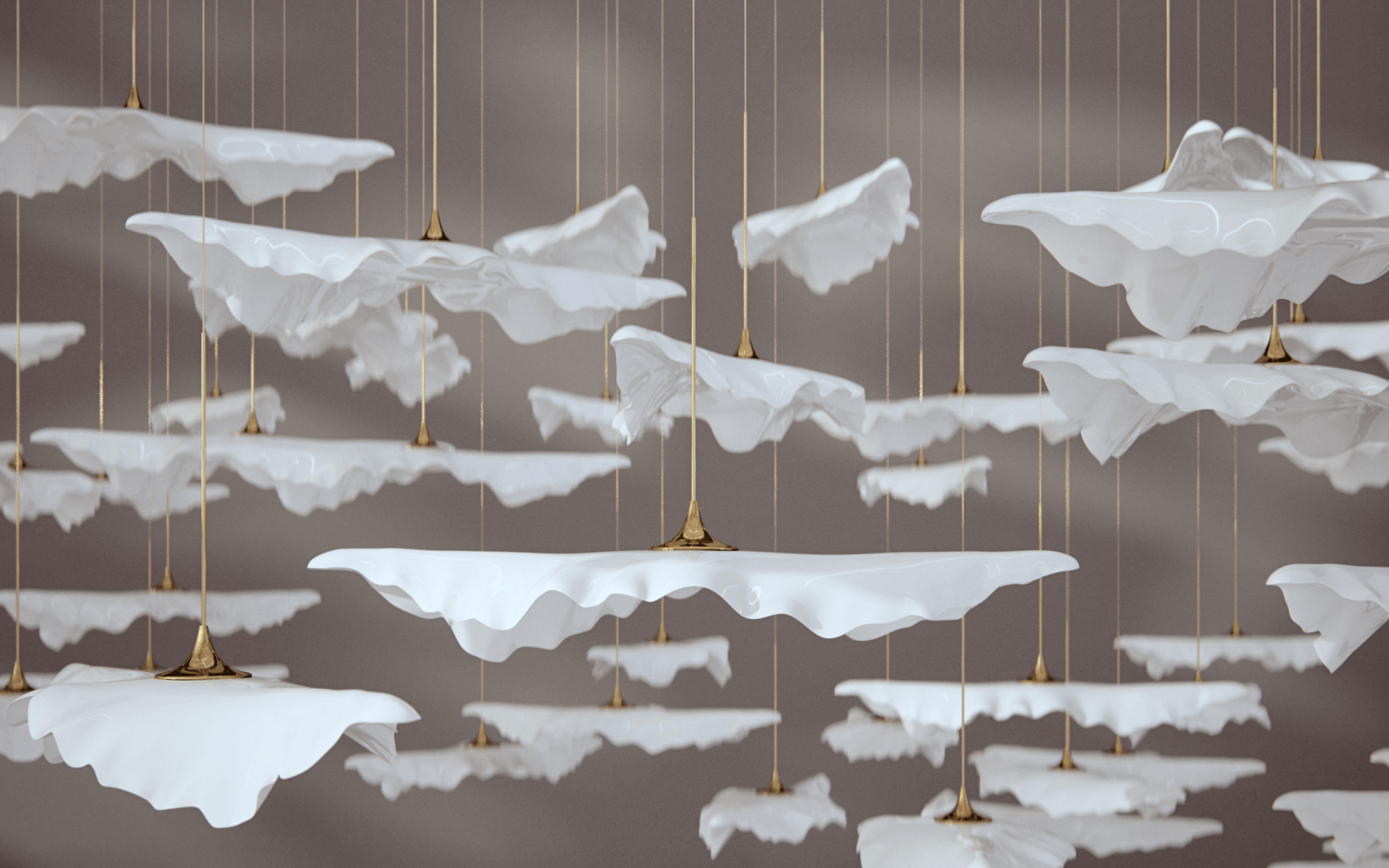 Leaf Twisted Sculptural Customizable Chandelier