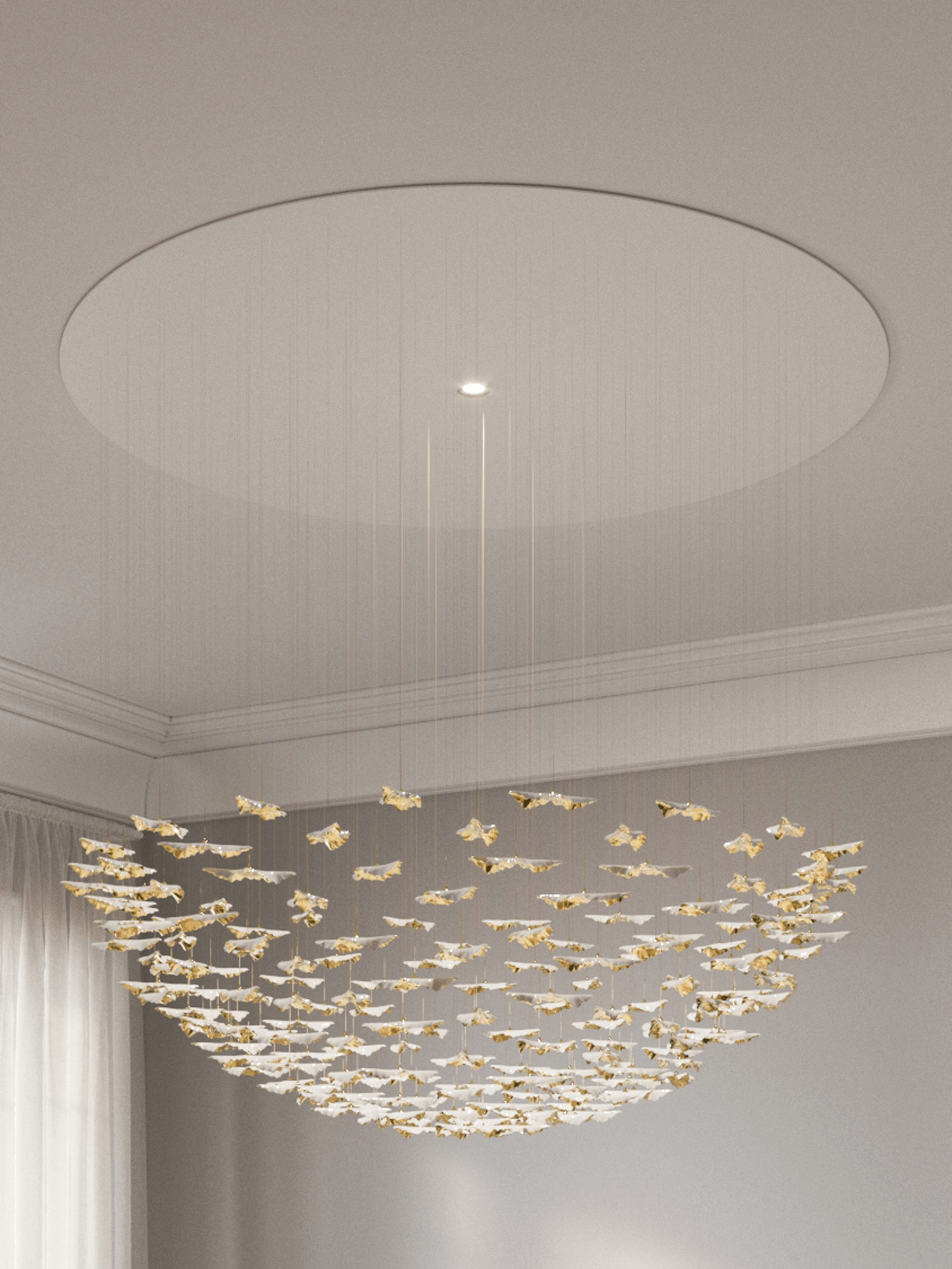 Leaf Twisted Sculptural Customizable Chandelier