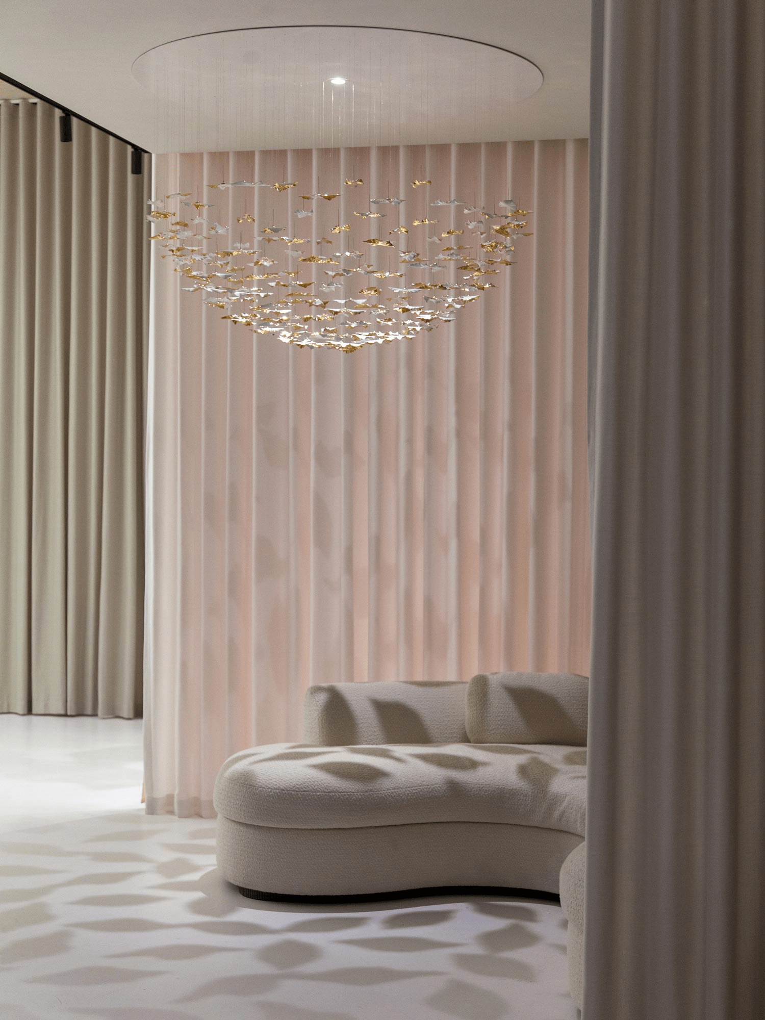 Leaf Twisted Sculptural Customizable Chandelier