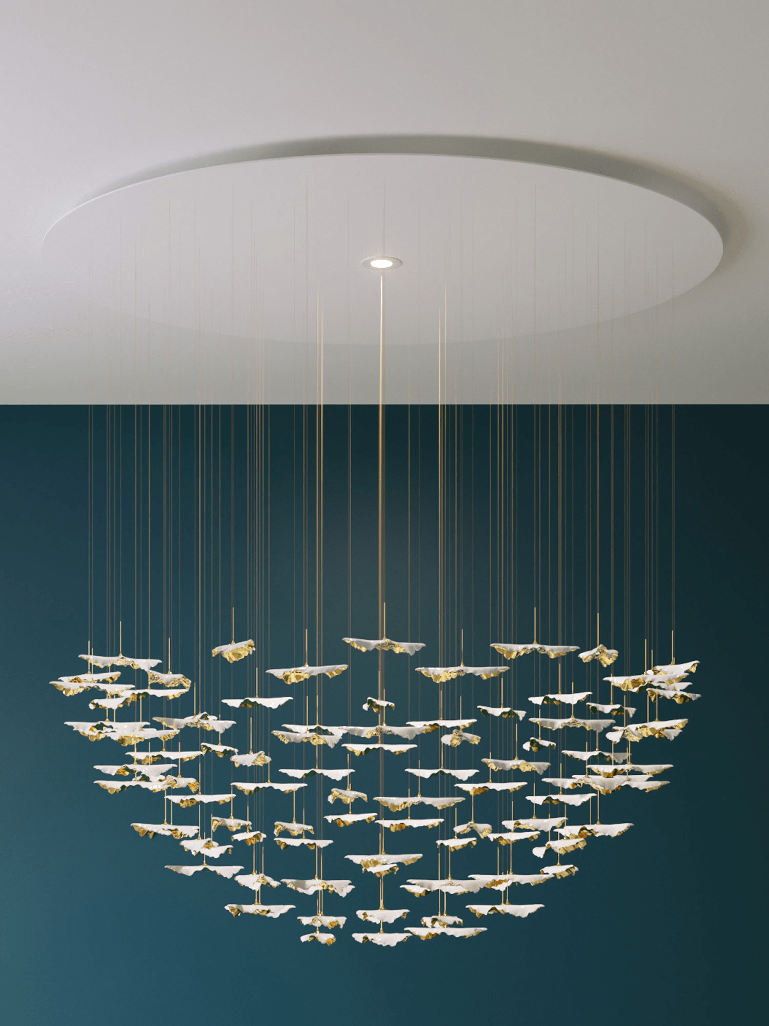 Leaf Twisted Sculptural Customizable Chandelier