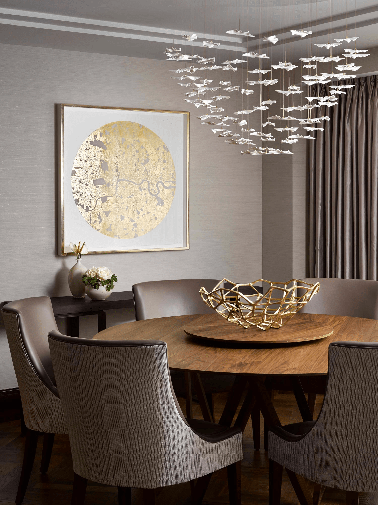 Leaf Twisted Sculptural Customizable Chandelier