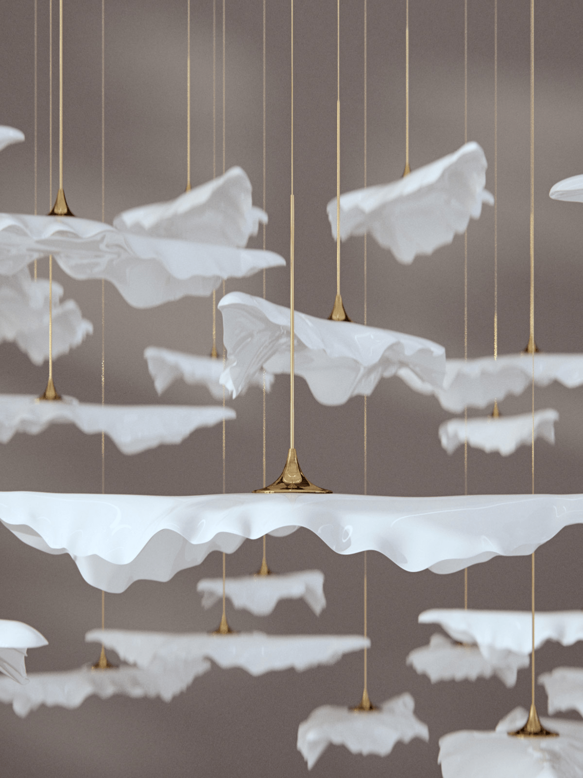 Leaf Twisted Sculptural Customizable Chandelier