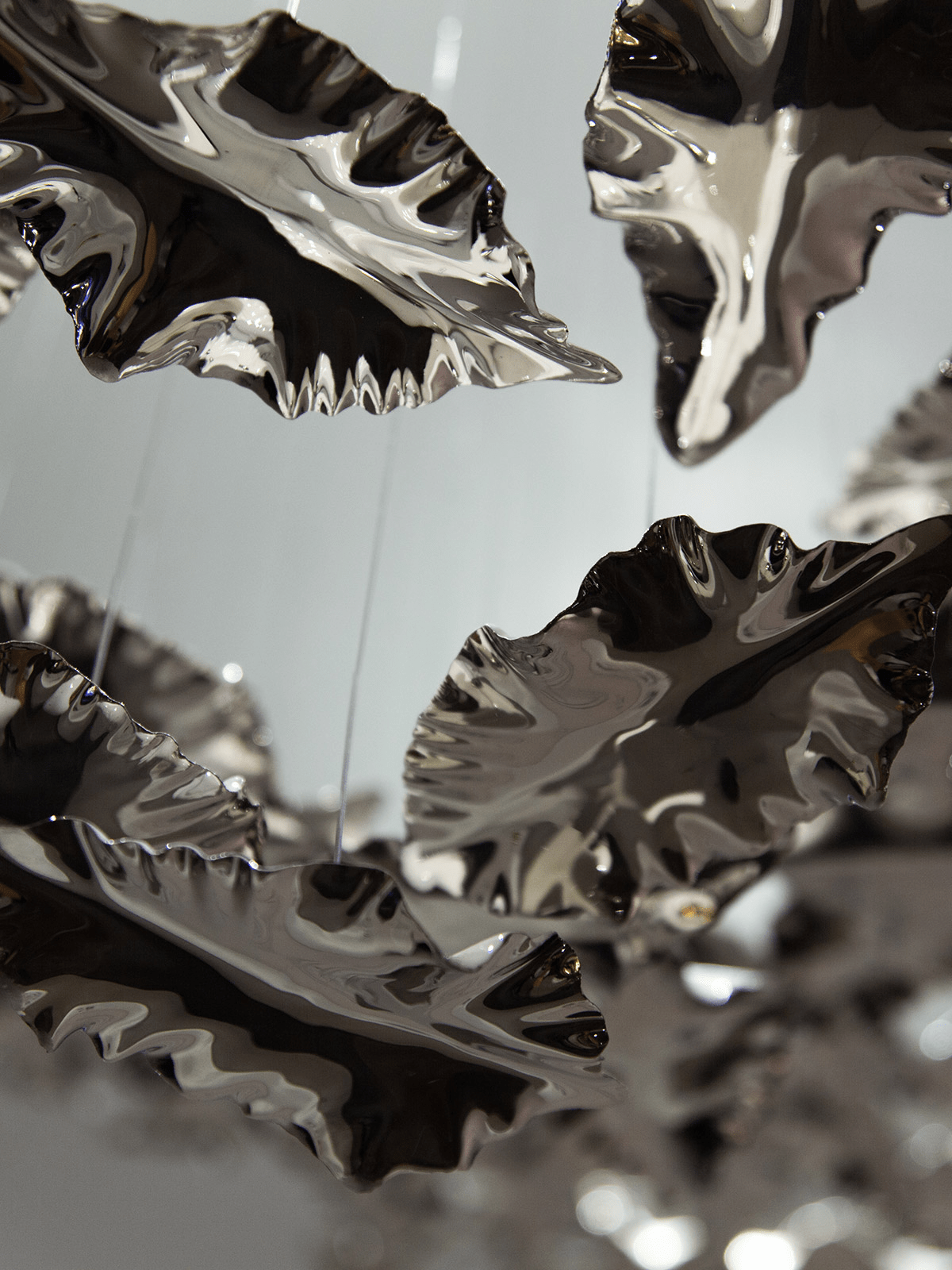 Leaf Twisted Sculptural Customizable Chandelier
