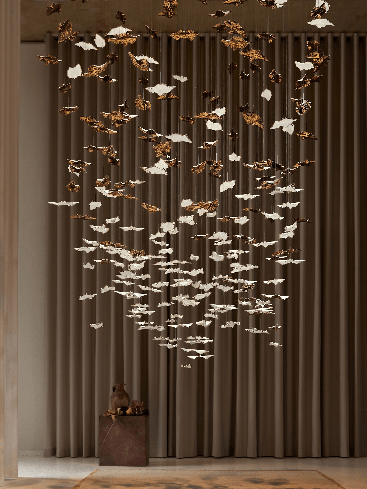 Leaf Twisted Sculptural Customizable Chandelier