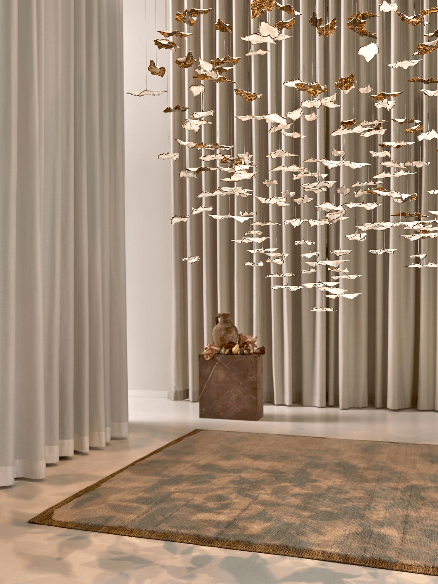 Leaf Twisted Sculptural Customizable Chandelier