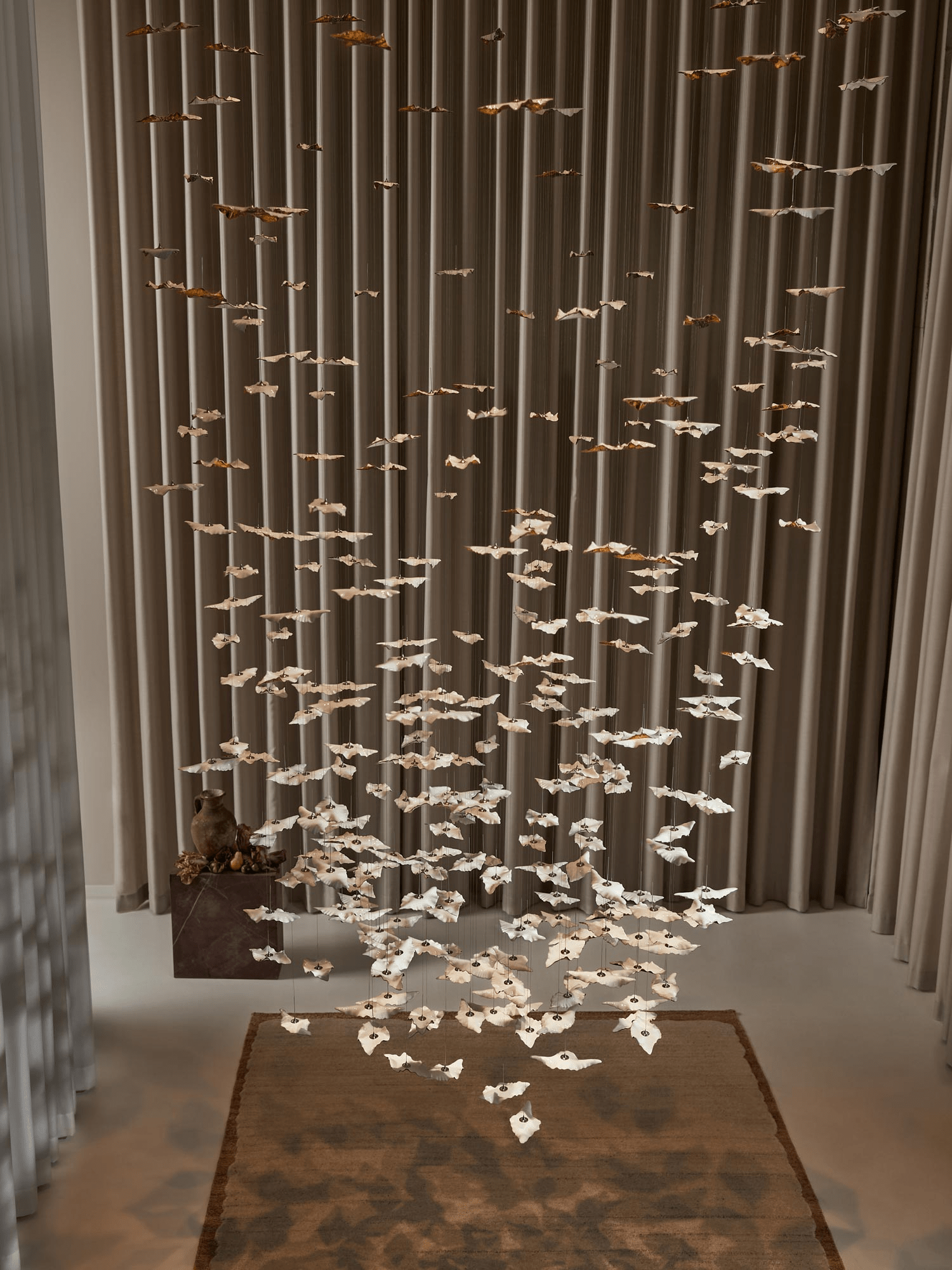 Leaf Twisted Sculptural Customizable Chandelier