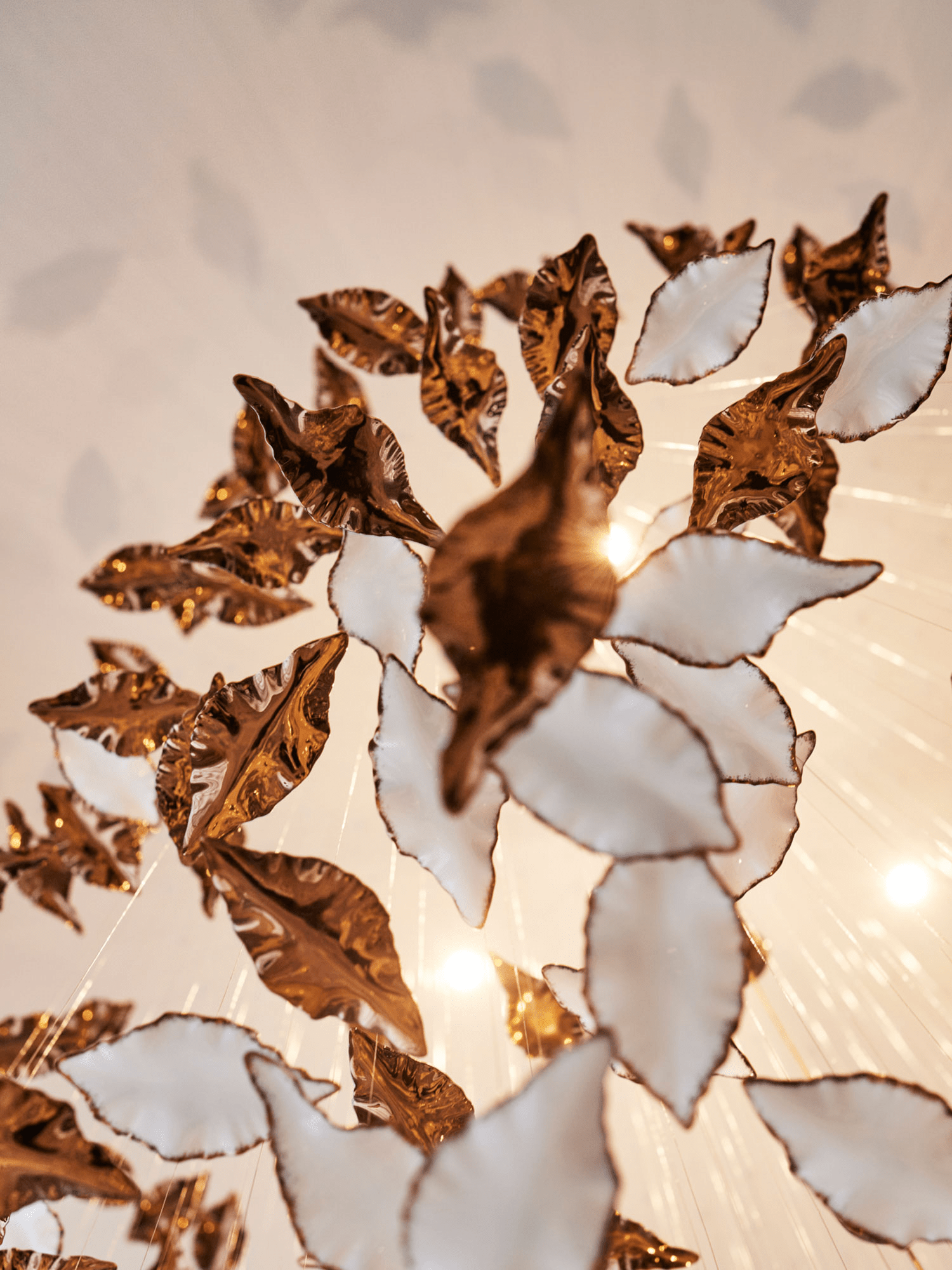 Leaf Twisted Sculptural Customizable Chandelier