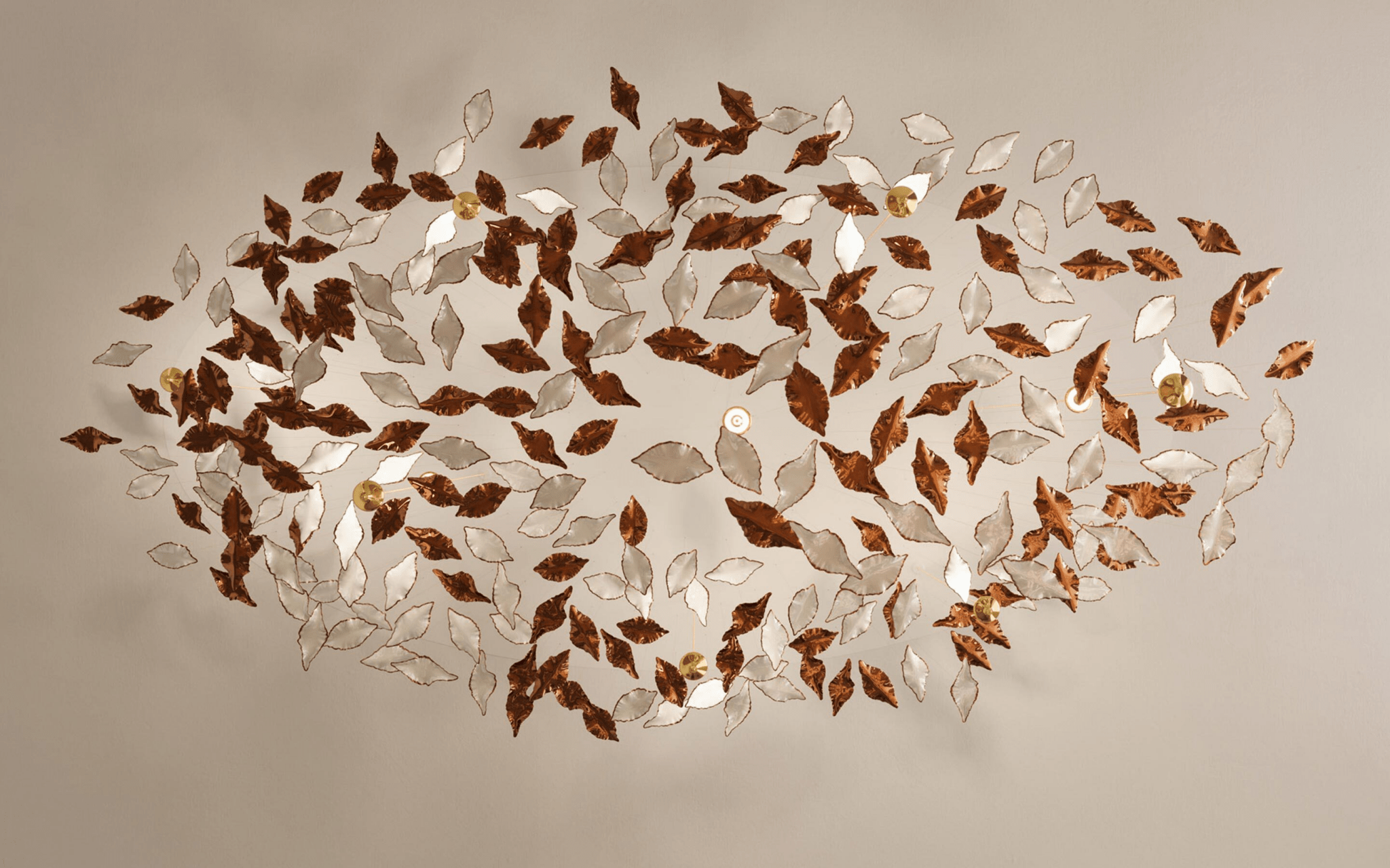 Leaf Twisted Sculptural Customizable Chandelier