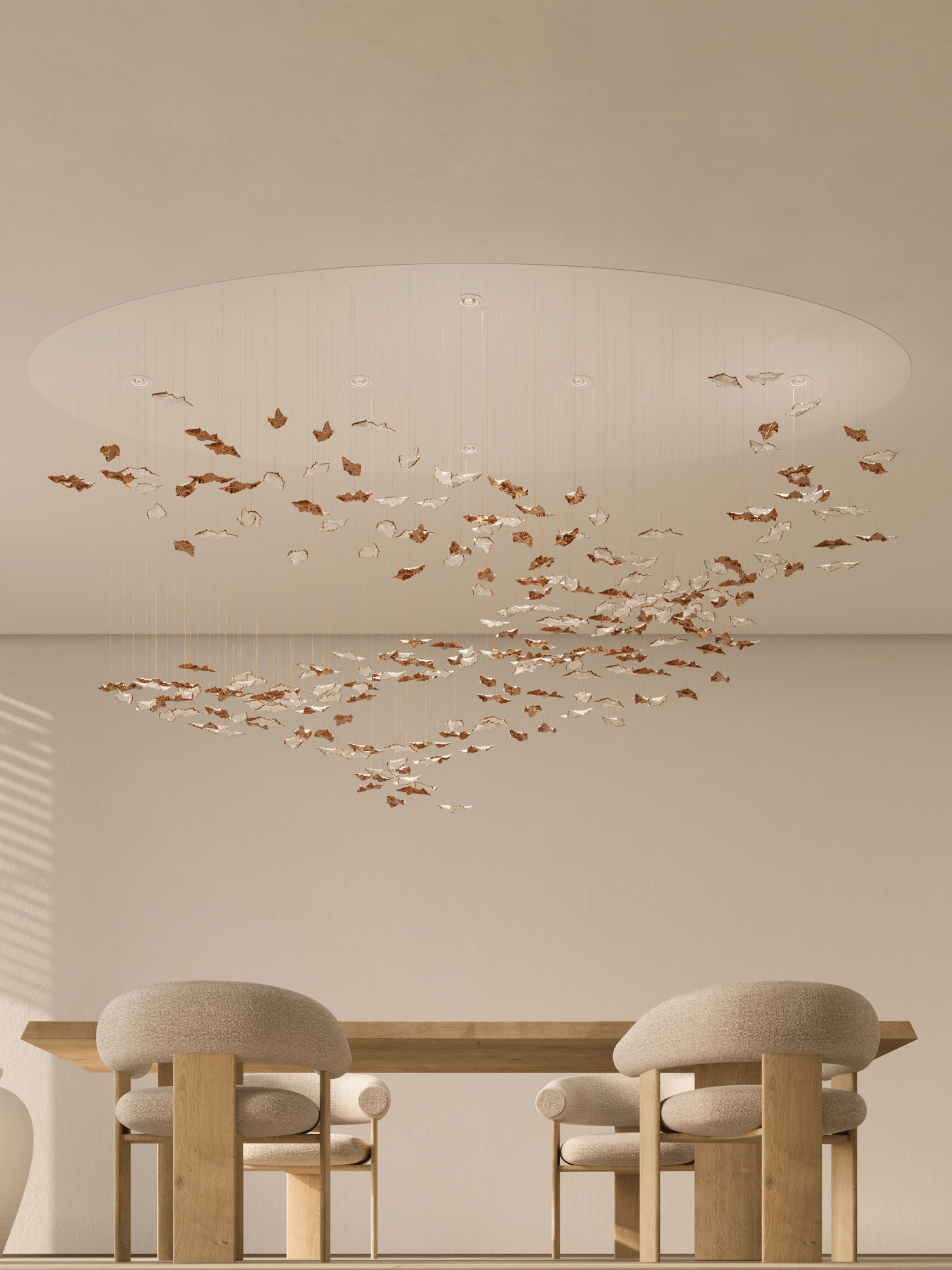 Leaf Twisted Sculptural Customizable Chandelier
